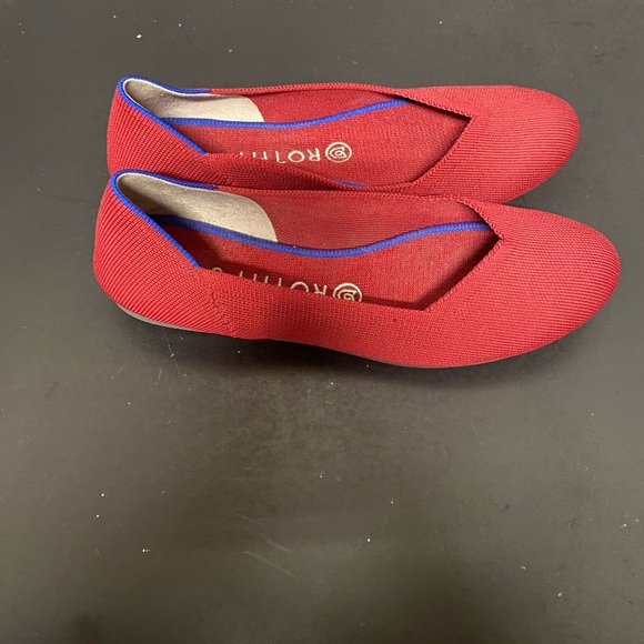 Rothy's Vibrant Red Flats with Blue Trim - Picture 9 of 10